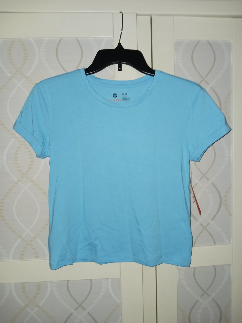 Sundry Women Turquoise Blue Short Sleeve Crewneck Tee Pima Cotton Tencel Modal